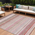 10 X 14 Pink Blush And Burgundy Striped Washable Indoor Outdoor Area Rug