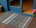 3 X 5 Taupe Beige And Pewter Striped Washable Indoor Outdoor Area Rug