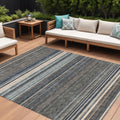 8 X 10 Taupe Beige And Pewter Striped Washable Indoor Outdoor Area Rug
