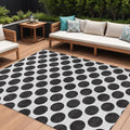9 X 12 Black And Ivory Polka Dot Washable Indoor Outdoor Area Rug