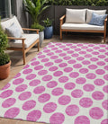 5 X 8 Blush And Ivory Polka Dot Washable Indoor Outdoor Area Rug
