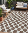 5 X 8 Brown And Ivory Polka Dot Washable Indoor Outdoor Area Rug