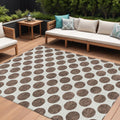 10 X 14 Brown And Ivory Polka Dot Washable Indoor Outdoor Area Rug