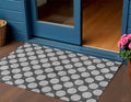 3 X 5 Charcoal And Ivory Polka Dot Washable Indoor Outdoor Area Rug