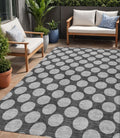 5 X 8 Charcoal And Ivory Polka Dot Washable Indoor Outdoor Area Rug