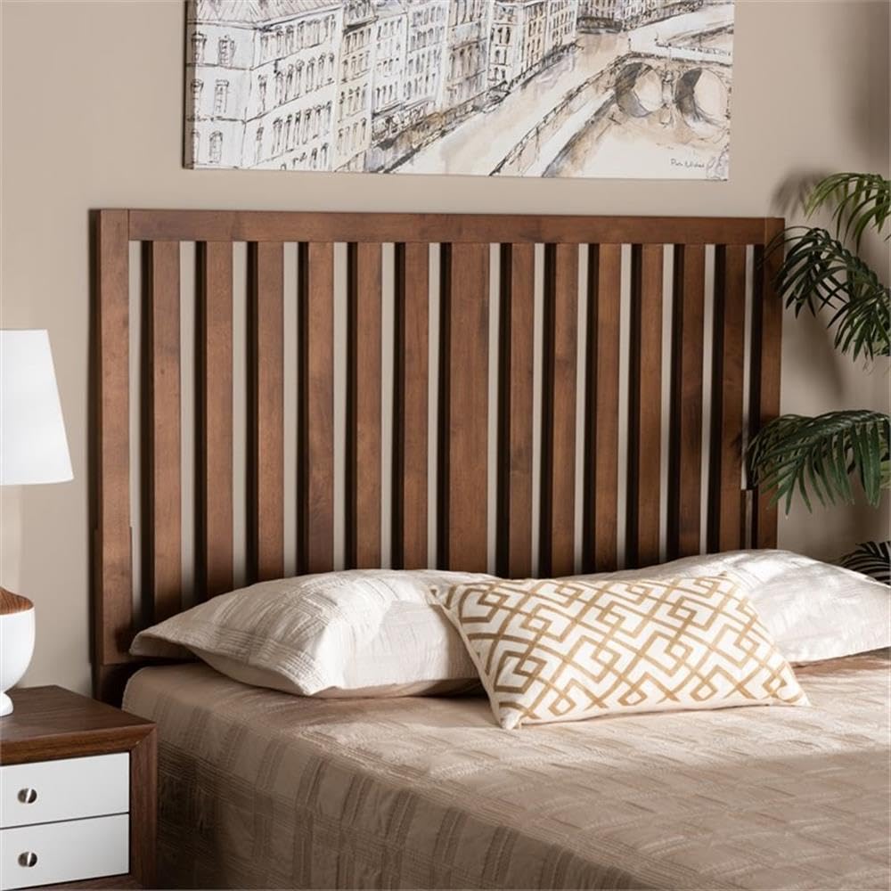 Baxton Studio Oren Modern and Transitional Ash Walnut Finished Wood King Size Headboard