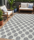5 X 8 Gray And Ivory Polka Dot Washable Indoor Outdoor Area Rug