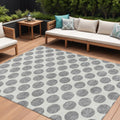 8 X 10 Gray And Ivory Polka Dot Washable Indoor Outdoor Area Rug