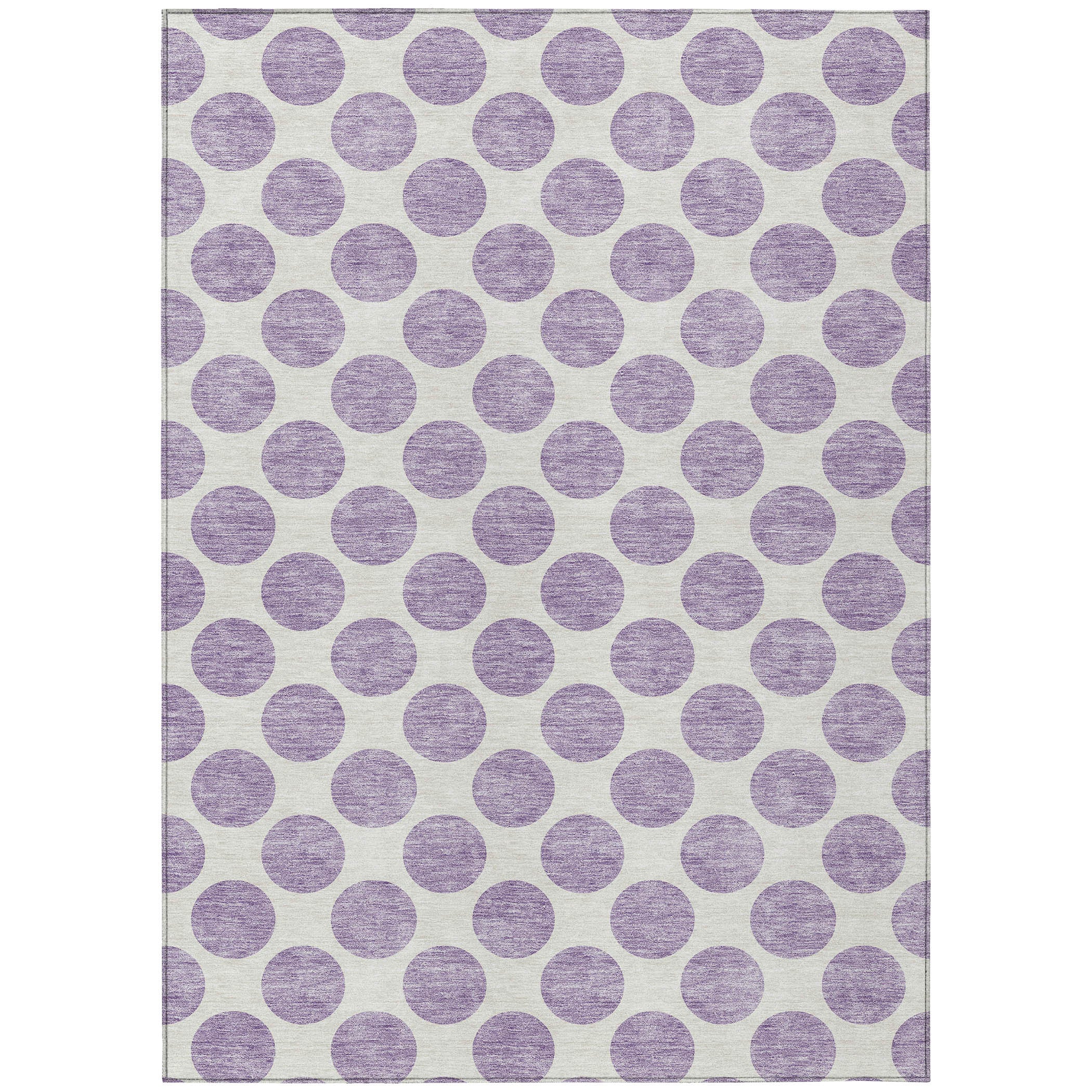 3 X 5 Lavender And Ivory Polka Dot Washable Indoor Outdoor Area Rug