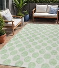5 X 8 Mint Green And Ivory Polka Dot Washable Indoor Outdoor Area Rug