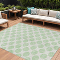 10 X 14 Mint Green And Ivory Polka Dot Washable Indoor Outdoor Area Rug