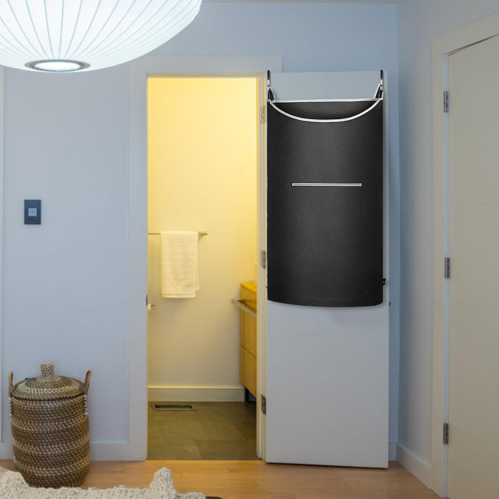 Kingsuslay 36''X 22'' Xl Hanging Laundry Hamper, Black Hanging Hamper Bag With Large Openging,Over Door Hamper And Hanging Laund
