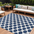 8 X 10 Navy Blue And Ivory Polka Dot Washable Indoor Outdoor Area Rug