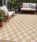 5 X 8 Peach And Ivory Polka Dot Washable Indoor Outdoor Area Rug