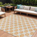 9 X 12 Peach And Ivory Polka Dot Washable Indoor Outdoor Area Rug