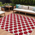 8 X 10 Red And Ivory Polka Dot Washable Indoor Outdoor Area Rug