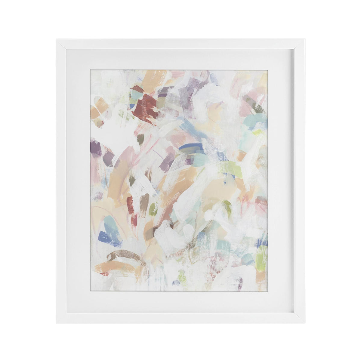 Stupell Industries Pastel Candy Scrape Abstract White Framed Print Under Glass design by June Erica Vess, 21 x 17