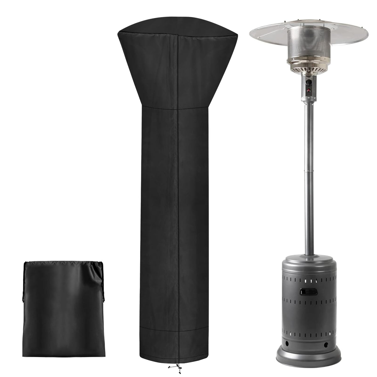 Purefit Waterproof Patio Heater Covers With Zipper, Heavy Duty Garden Windproof Heater Protector With Storage Bag, Uv-Resistant