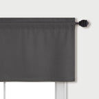 Mrs.Naturall Dark Grey Valance Curtains For Kitchen Window Set Of 2 Pack Blackout Room Darkening Gray Valances For Bathroom Base