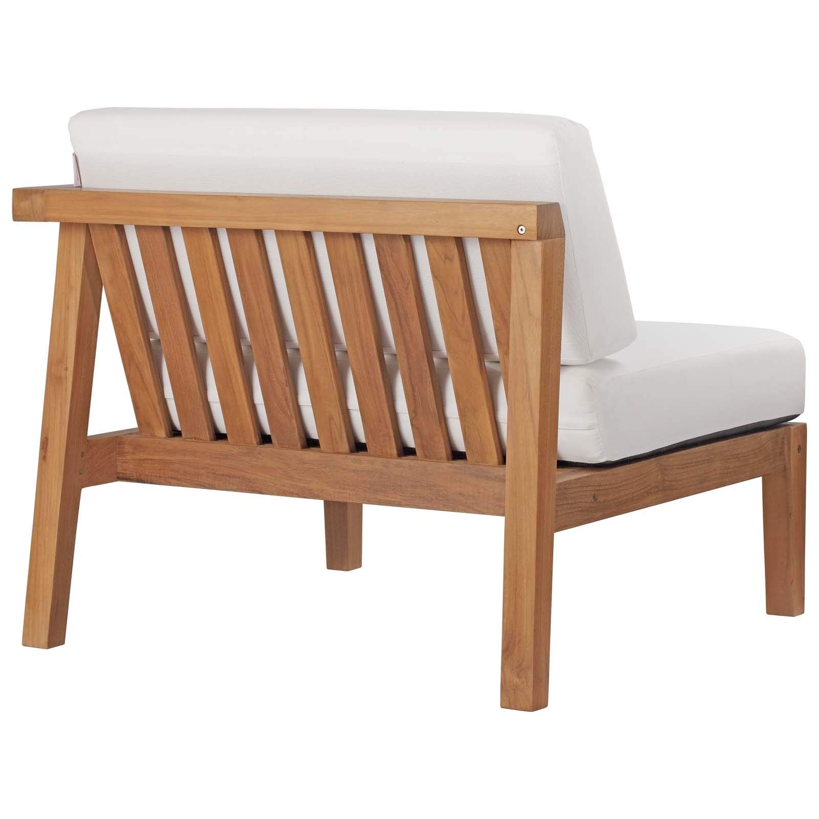 Modway Eei-4129-Nat-Whi Bayport Patio Teak Wood Right-Arm Chair, Natural White