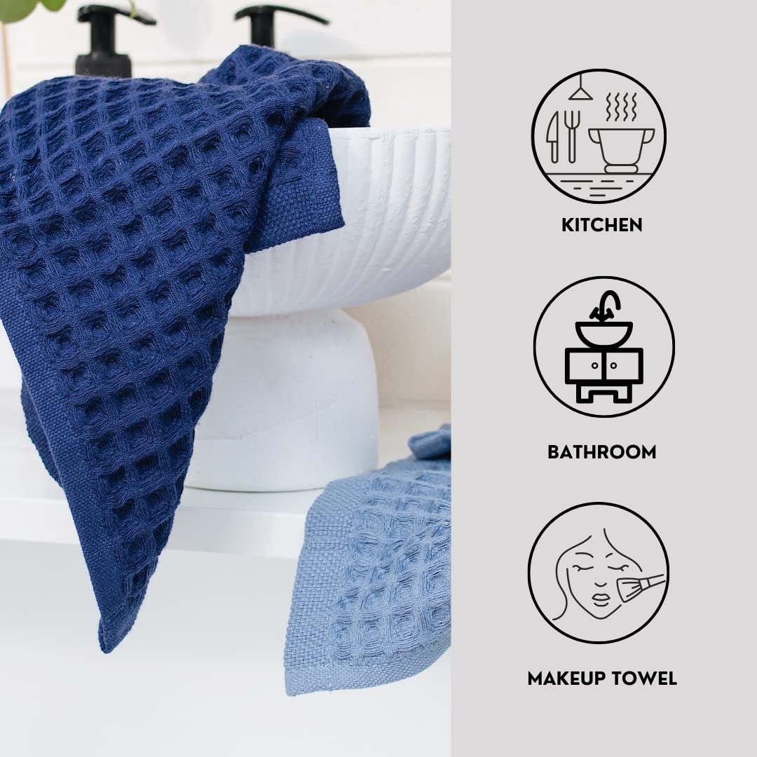 Sea Me At Home Waffle Washcloth Set, 100% Cotton (4 Pcs Washcloth 13X13 Inches, Mixed)