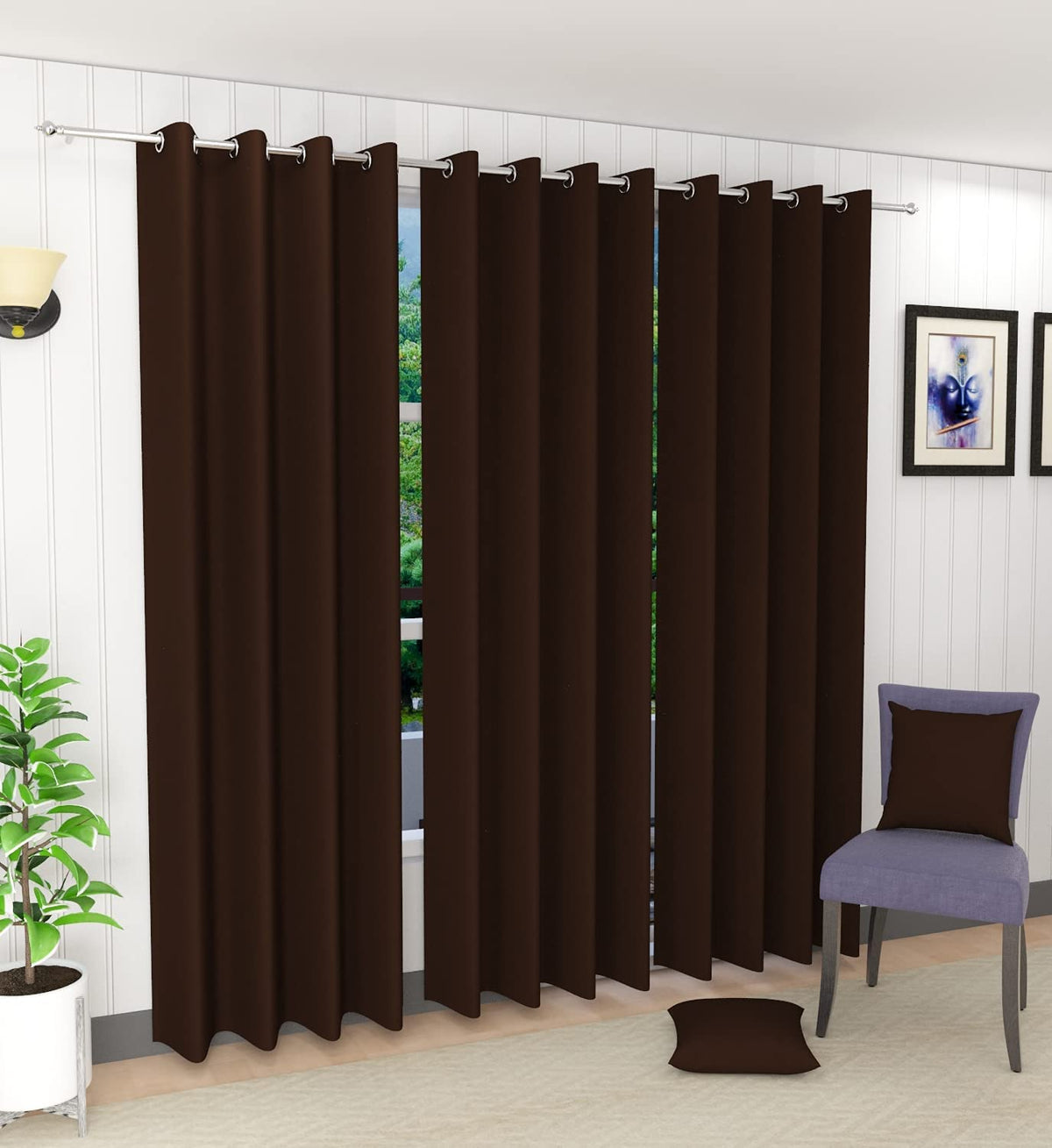 DECOMIZER Room Darkening Blackout Long Door Curtains 9 feet Long for Long Doors | Coffee, Set of 2 Pieces