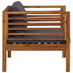 vidaXL Solid Acacia Wood Outdoor Patio Chair with Dark Gray Cushions, Weather Resistant, Easy to Assemble, Ideal for Deck, Balcony