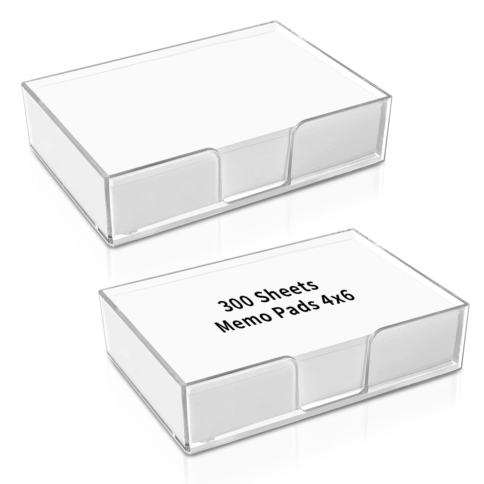 300 Sheet 4X6 Memo Holder Desk Notepad 4X6 Tray Pad Paper Memo Sheets Non Sticky Memo Pads 4X6 Acrylic Notepad Holder For Desk S