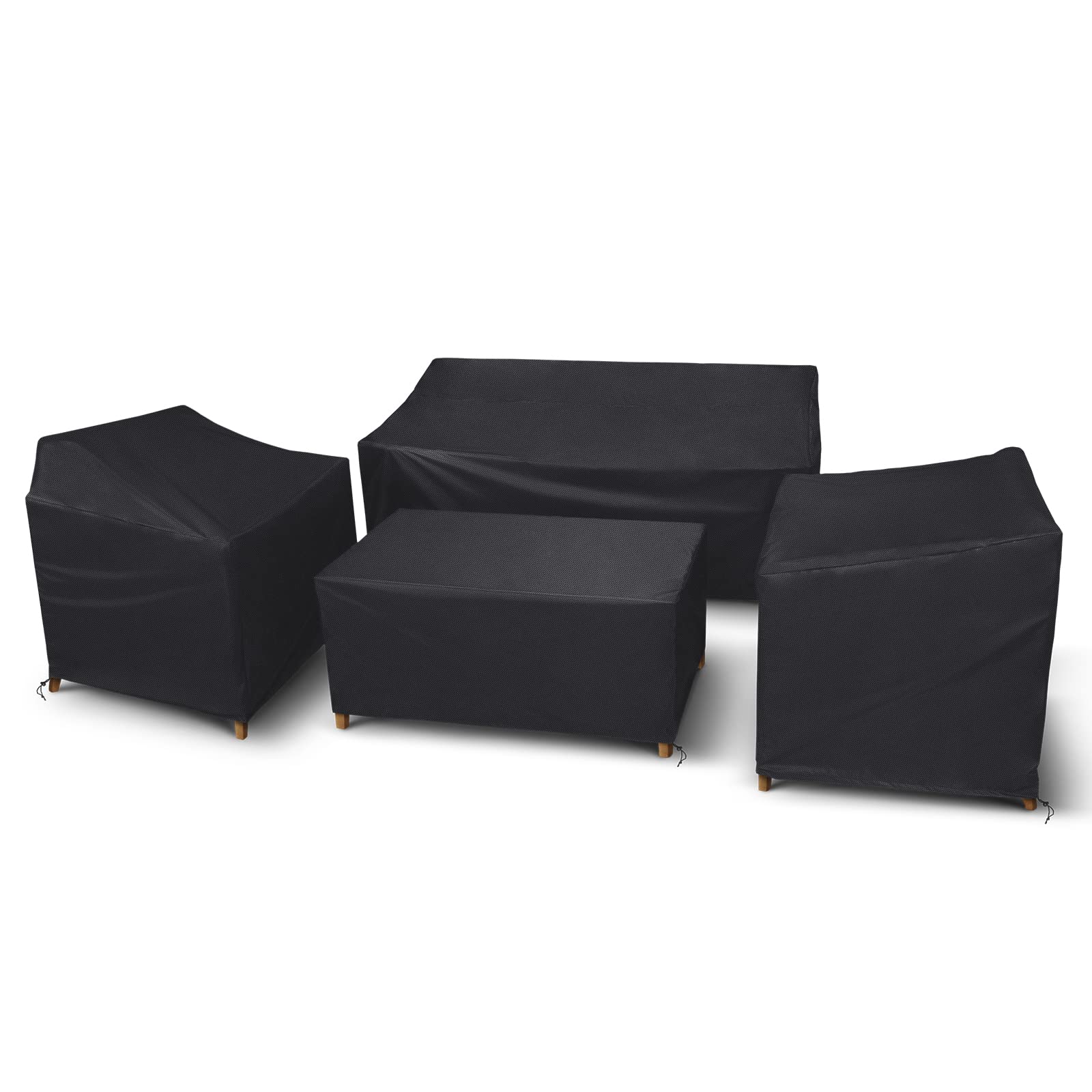 Startwo Outdoor Furniture Cover Waterproof, 4 Piece Patio Furniture Set Cover For Outside Couch, Lawn Chairs, Coffee Table, Windproof With Buckle Strap, Black