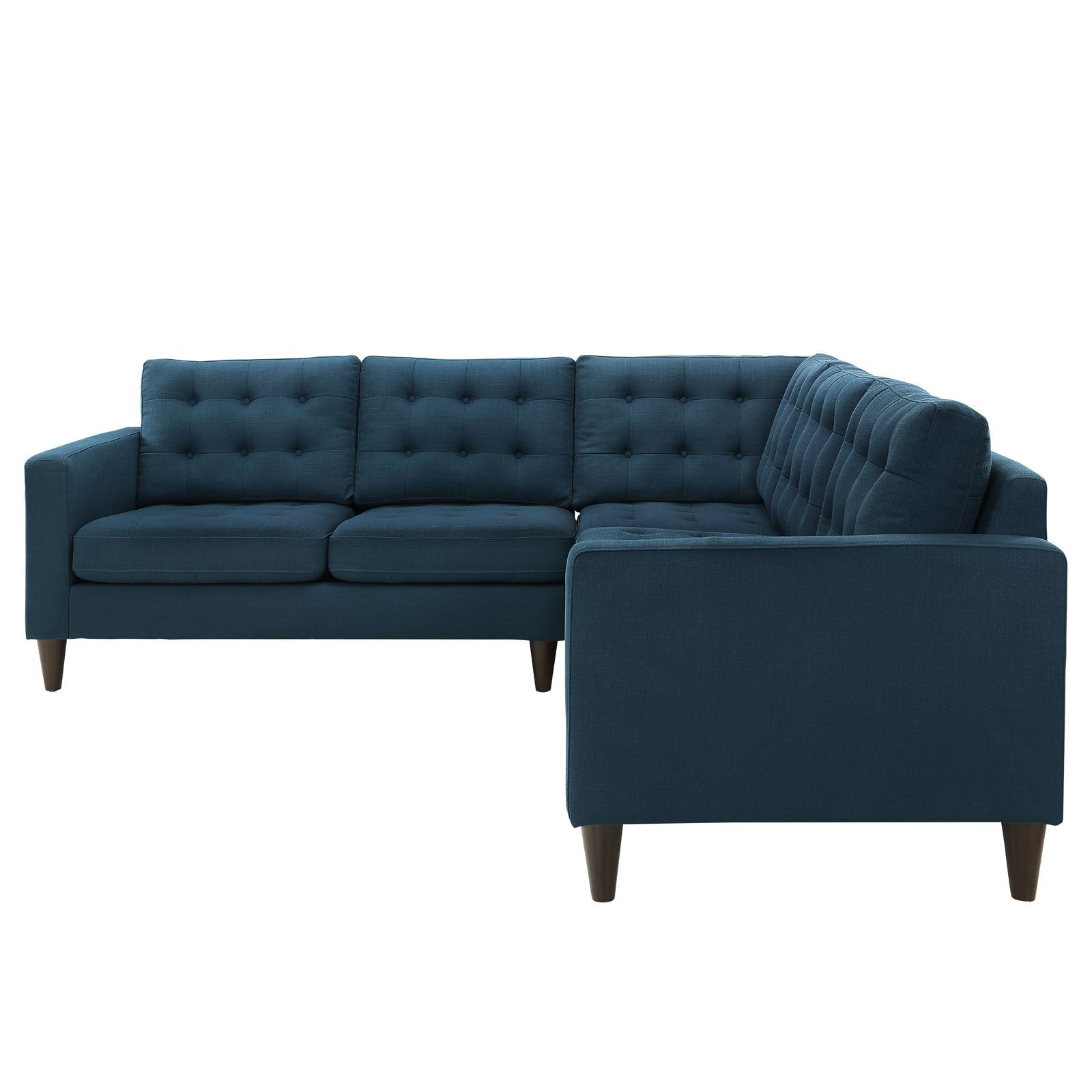 Modway Empress 3 Piece Upholstered Fabric Sectional Sofa Set In Azure