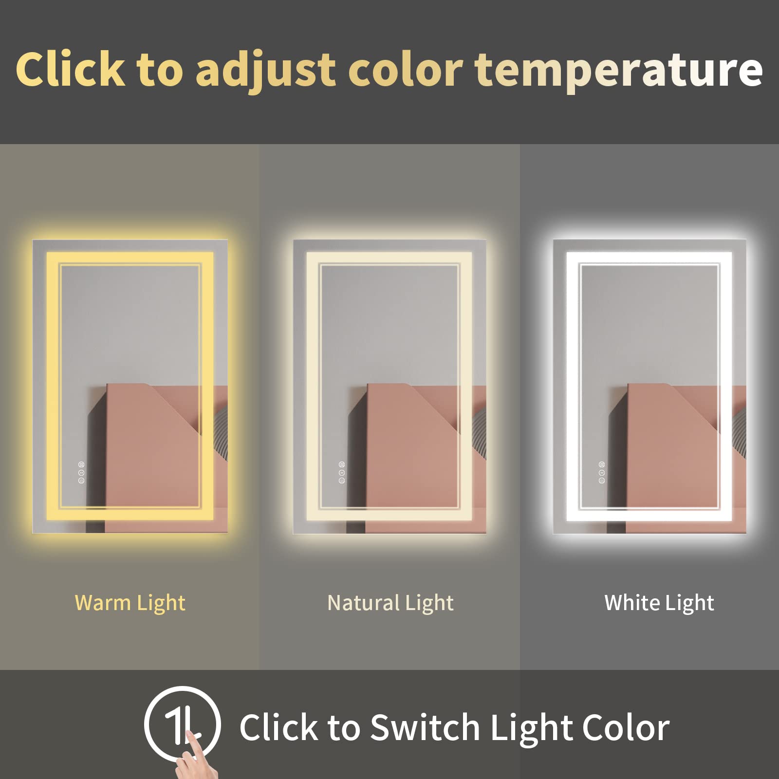 Istripmf 48X32 Inch Led Bathroom Mirror, Front Light And Backlit Anti-Fog Dimmable Memory Lighted Vanity Mirror, Shatterproof Wa