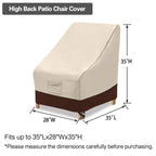 Vailge High Back Patio Chair Cover,Waterproof Outdoor Chair Covers,600D Heavy Duty High-Back Chair Outdoor Patio Furniture Cover - (2 Pack - 35' L X 28W X 35' H, Beige & Brown)