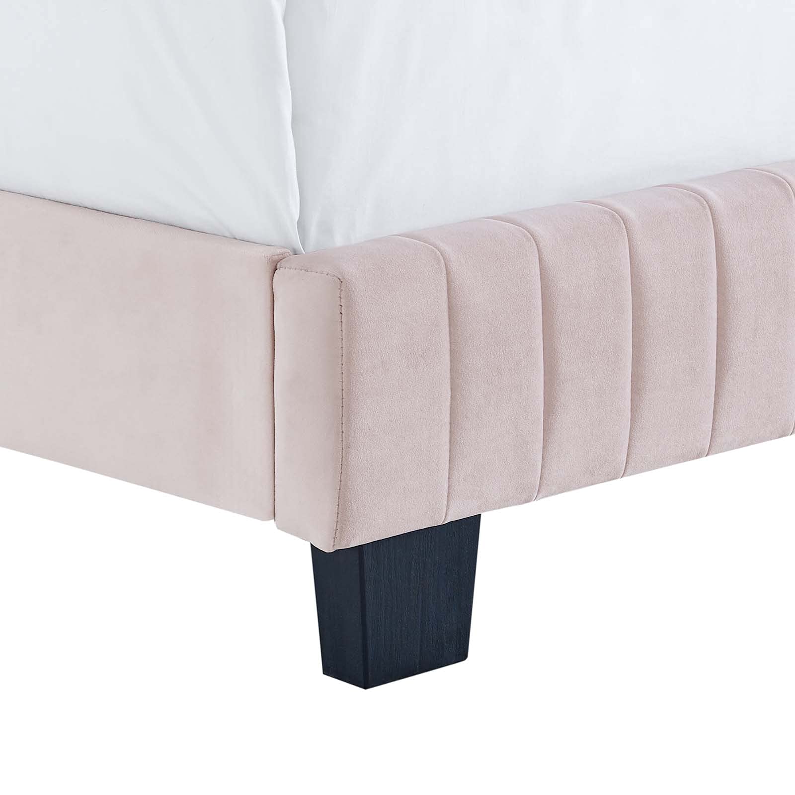 Modway Celine Channel Tufted Performance Velvet Bed, Twin, Pink
