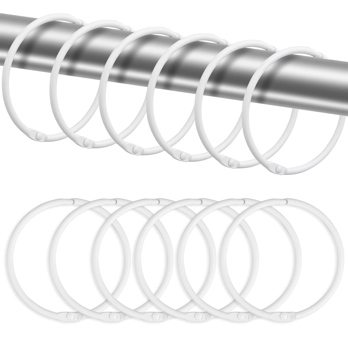 24 Pack Shower Curtain Rings, Rustproof Decorative Shower Curtain Hooks Metal Round Shower Ring Hooks for Bathroom Shower Rod (A