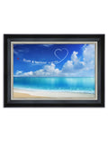 IPIC - Seaside Skywriting Personalized Framed Wall Art with Names and Date on, Giclee Prints with Solid Wood Frame, Customized G