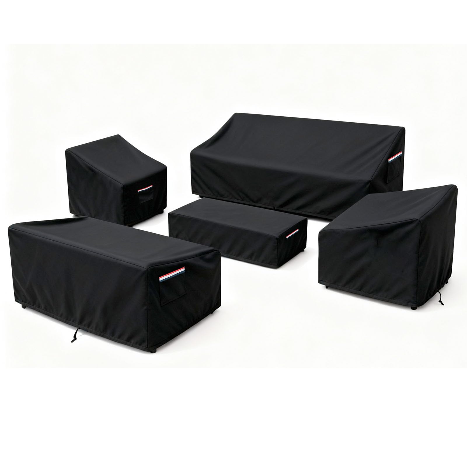 Patio Furniture Cover Set, 5-Piece Outdoor Furniture Cover Waterproof, Covers for Sofa, Loveseat, Chairs & Coffee Table, Heavy-D