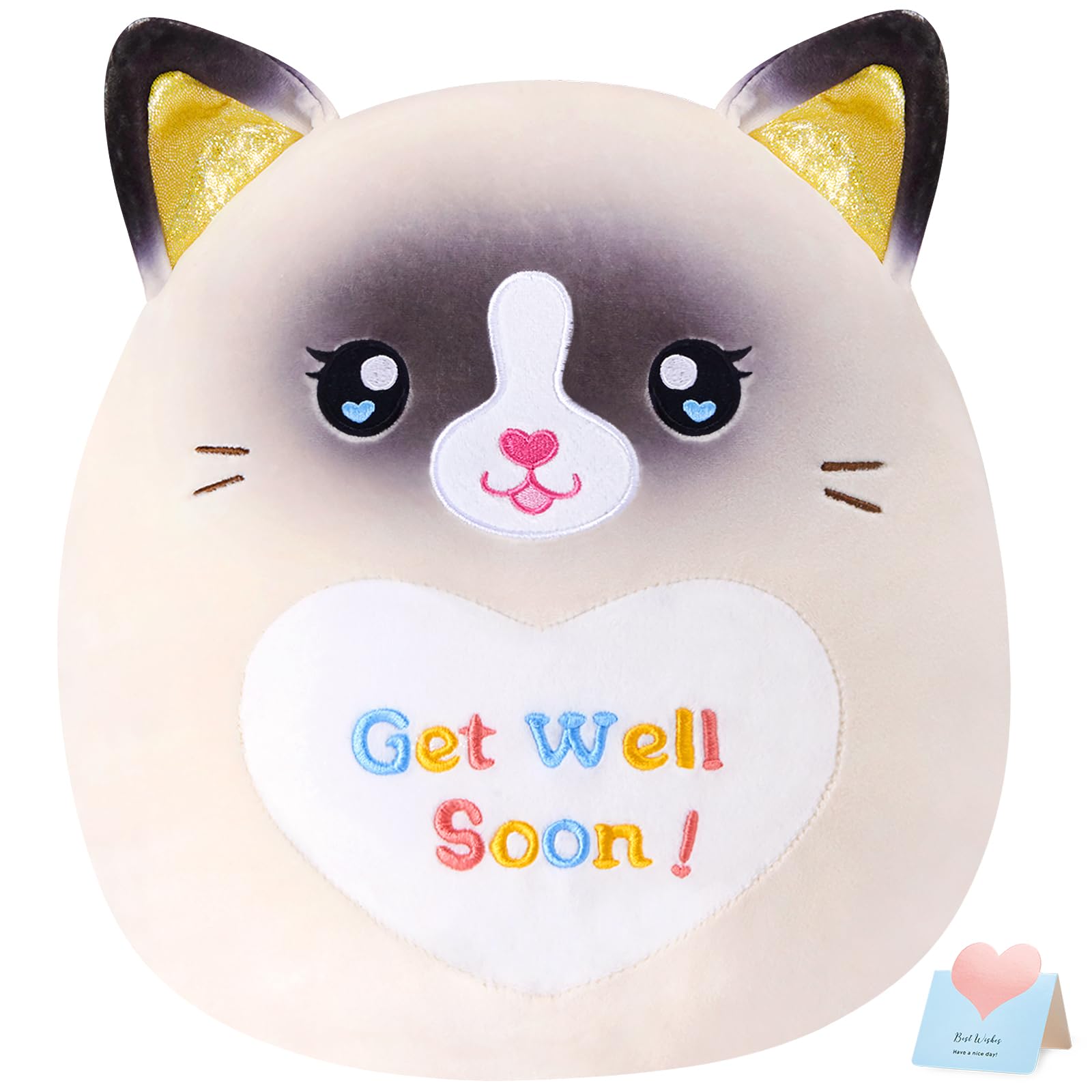 Cozyworld 13.5 ' Get Well Soon Cat Plush Pillow Soft Cute Cat Stuffed Animal Get Well Soon Gift For Women Girls Kids Patient Fe