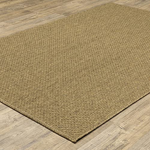 7X10 Solid Tan Indoor Outdoor Area Rug