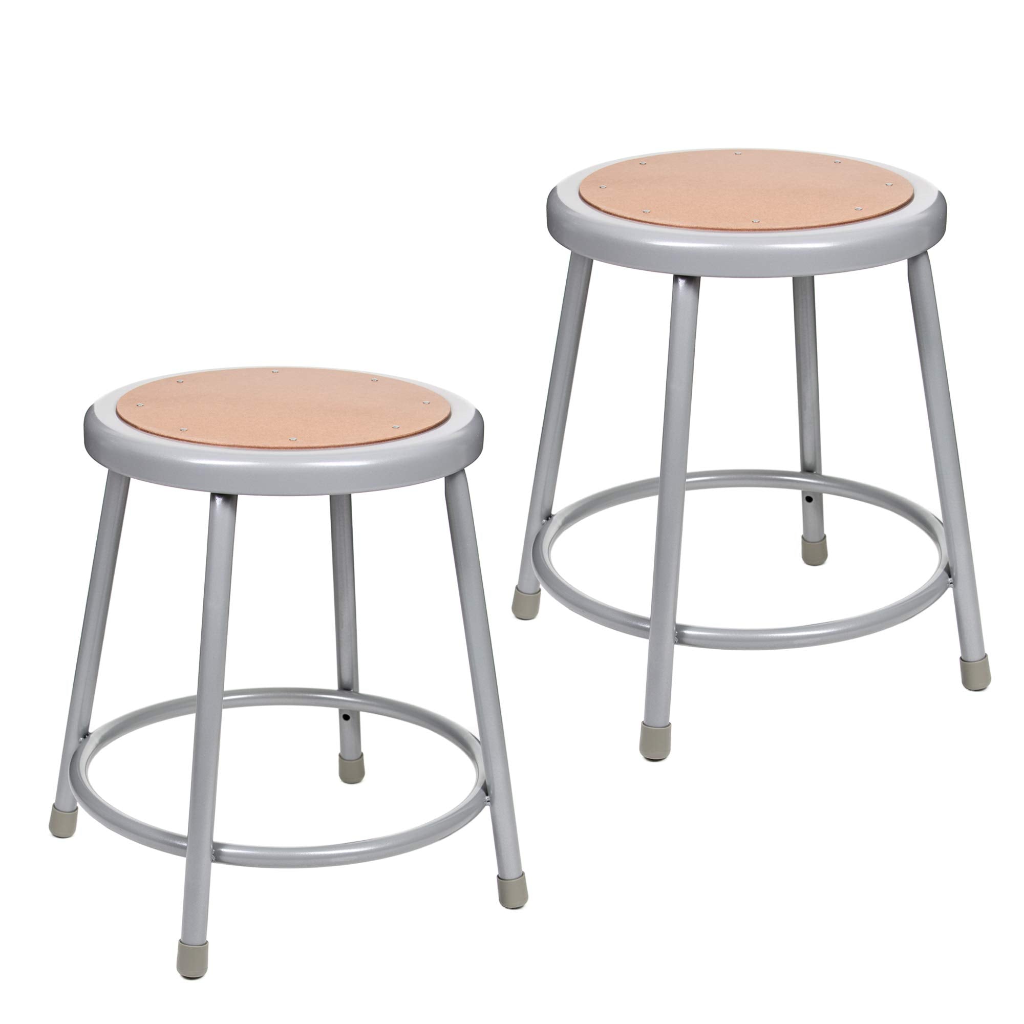 OEF Furnishings (2 Pack) Steel Stools, Grey, 18, No Assembly Required