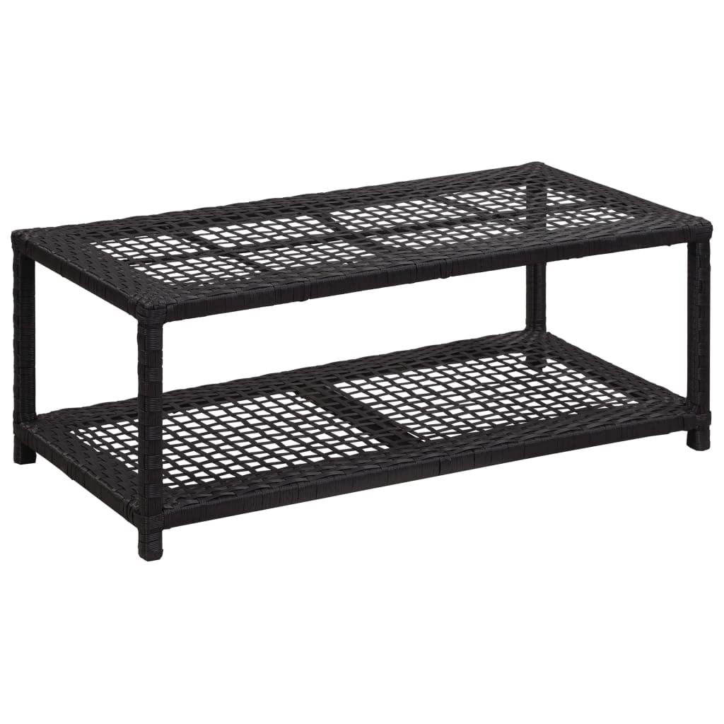 vidaXL Black Poly Rattan Metal Shoe Bench with Organizational Shelf – Robust, Lightweight, and Easy-to-Clean, Offers Ample Space & Comfortably Seats You While Wearing Footwear