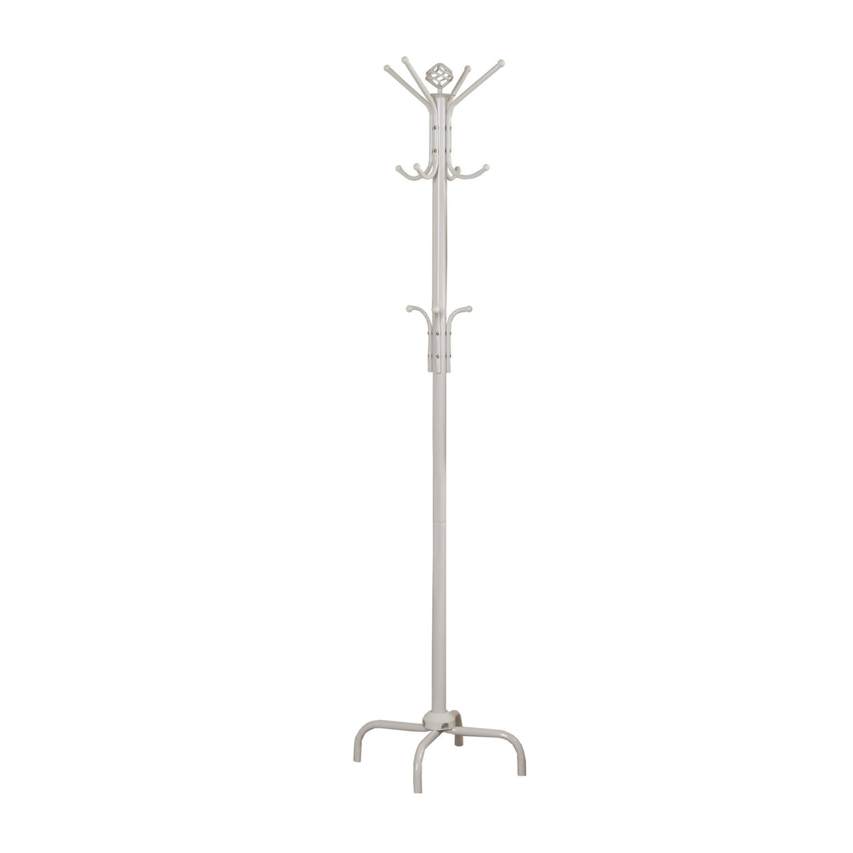 Monarch Specialties 2006, Hall Tree, Free Standing, 12 Hooks, Entryway, 70inch H, Bedroom, Metal, White, Contemporary, Modern Coat