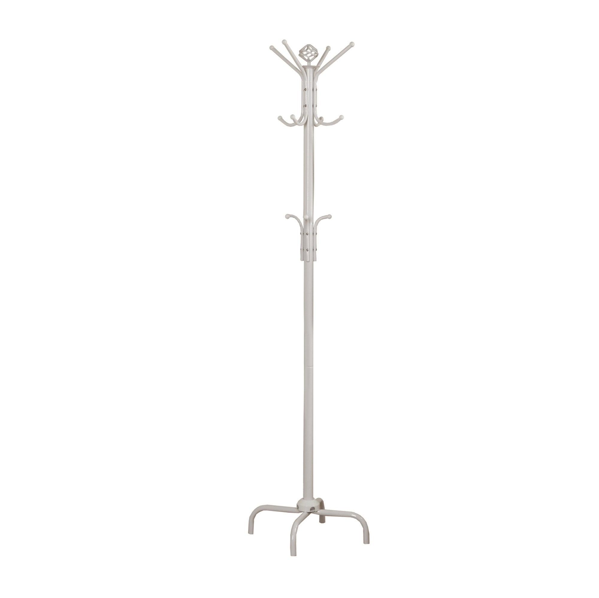 Monarch Specialties 2006, Hall Tree, Free Standing, 12 Hooks, Entryway, 70' H, Bedroom, Metal, White, Contemporary, Modern Coat Rack