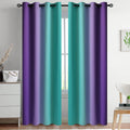 Yakamok Ombre Teal And Purple Curtains For Bedroom, Gradient Room Darkening Curtains 84 Inches Long,Grommet Thermal Insulated Li
