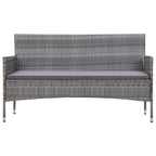 vidaXL Outdoor 3-Seater Patio Sofa - Gray Poly Rattan Durable Garden Furniture with Comfortable Cushions and Easy Maintenance