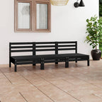 vidaXL Solid Pinewood Patio Lounge Set 3 Piece Garden Outdoor Terrance Backyard Furniture Set Wooden Lounge Sofa Seating Chair Seat Black