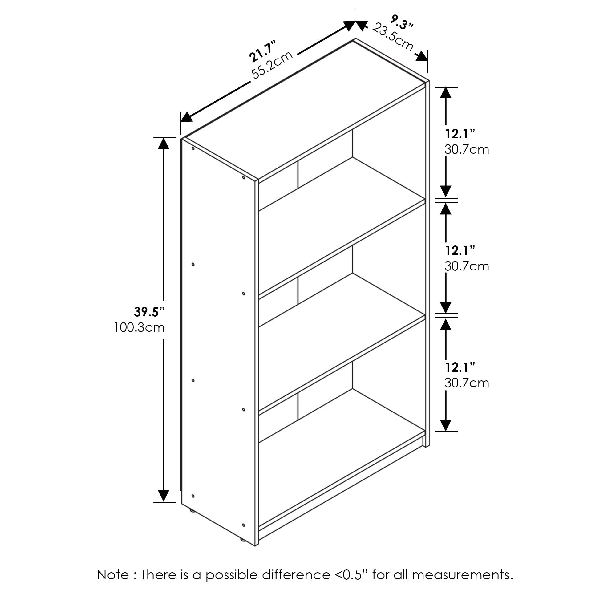 Furinno Basic 3-Tier Bookcase Storage Shelves, French Oak Grey