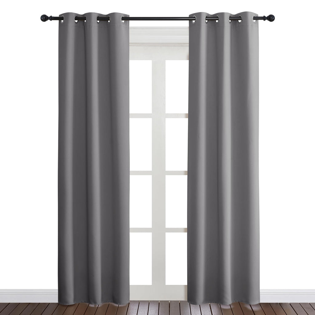 Nicetown Gray Curtain Blackout Drape Panel, Single Panel, 34 X 84 Inch, Grey, 3 Pass Microfiber Noise Reducing Thermal Insulated Window Drapery With Grommet
