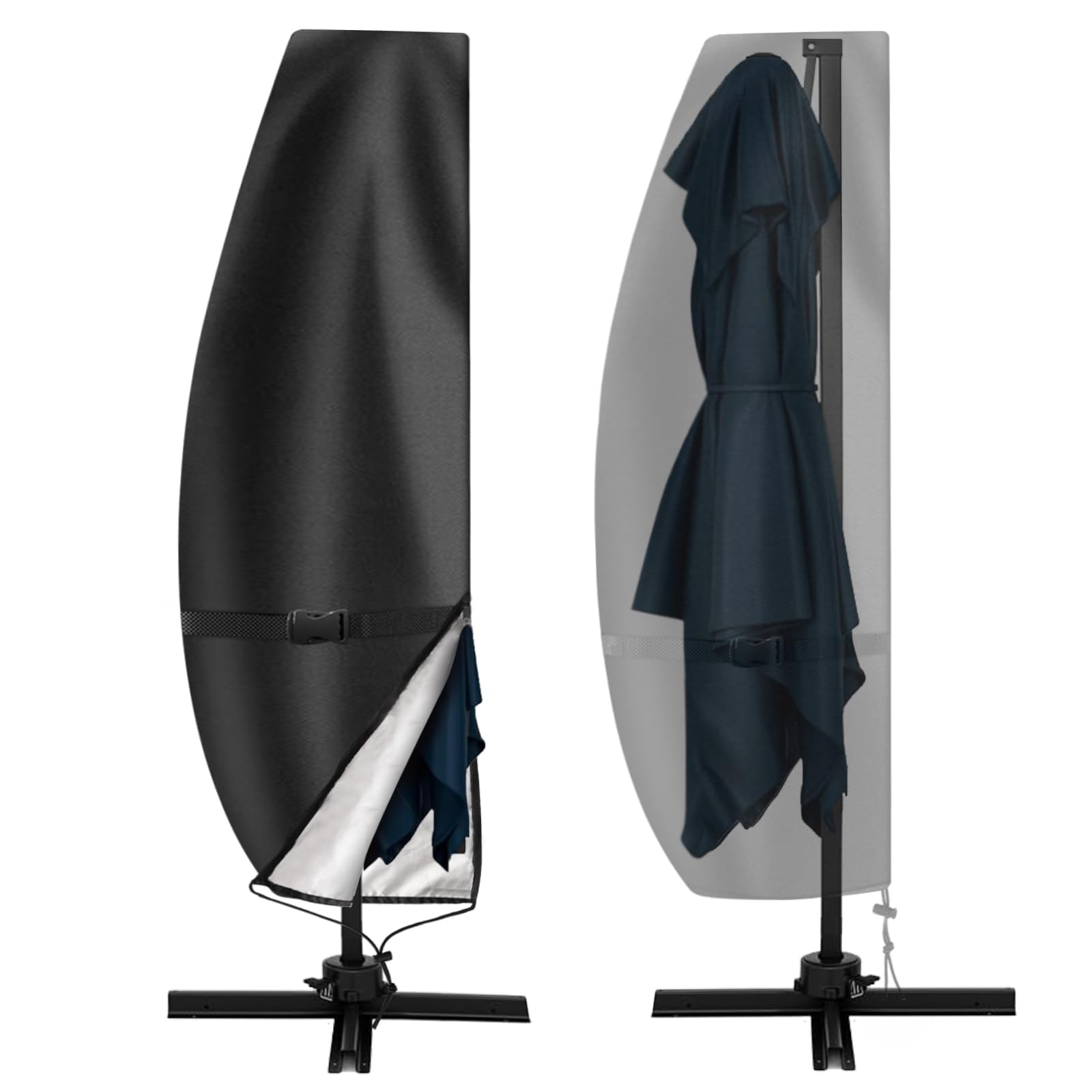 Umbrella Covers For Outdoor Cantilever Offset Umbrella 10Ft To 13Ft, Extra Large Waterproof Patio Parasol Umbrella Covers Fits Curved Cantilever With Zipper For Anti-Uv Dust (Top Width 22In)