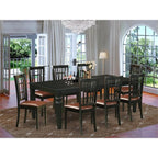 East West Furniture LGNI9-BLK-LC 9 Piece Kitchen Table & Chairs Set Includes a Rectangle Dining Room Table with Butterfly Leaf and 8 Faux Leather Upholstered Chairs, 42x84 Inch, Black