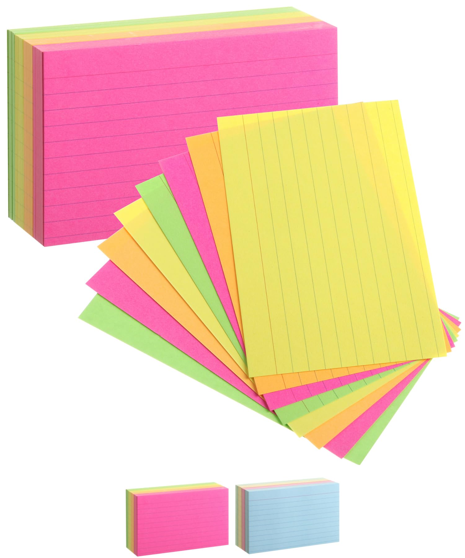 Mr. Pen Lined Neon Study Cards - 3X5, 180 Cards - Ruled Flashcards For Studying